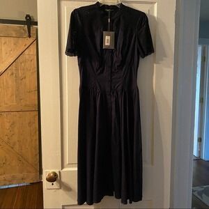 Zac Posen Dress Short Sleeve Navy Women's Size 6 New With Tags‎